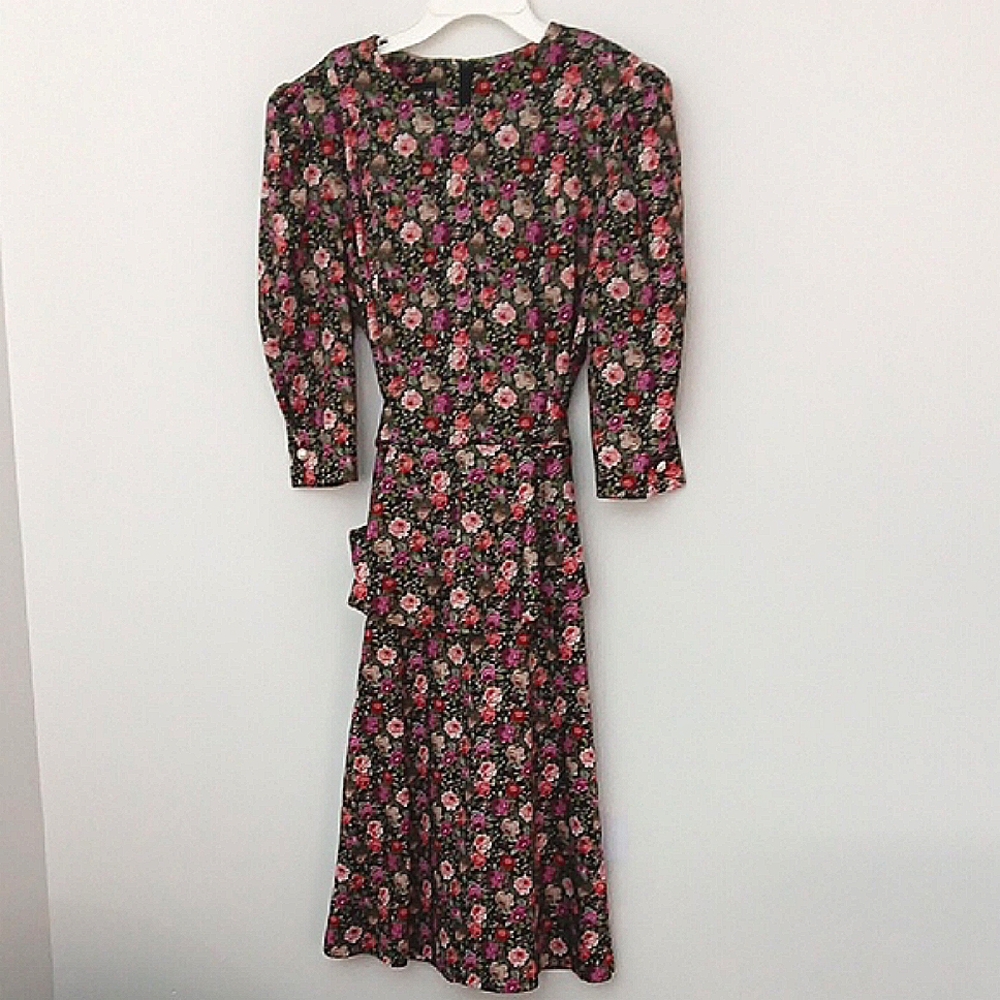 Tabby of California Dress Women's Size Large Petite‎ Floral Black, Pink, Purple